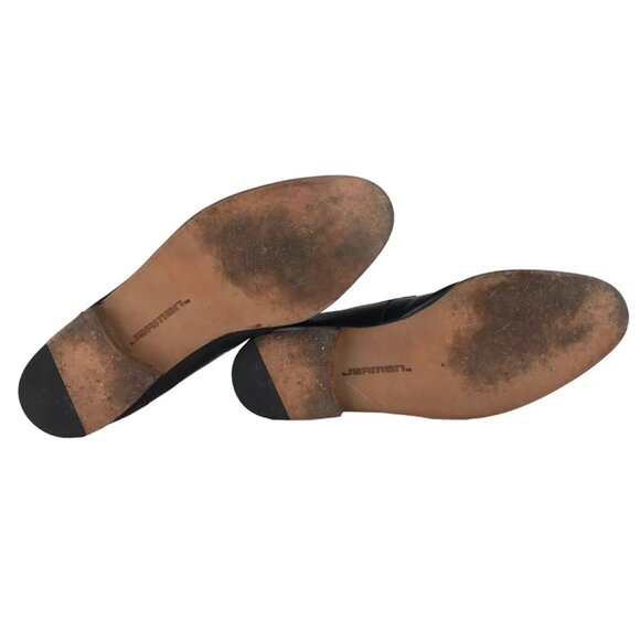 Jarman Mens Black Leather Almond Toe Slip On Block Heel Loafer‎ Shoes Size US 9D - Picture 7 of 10
